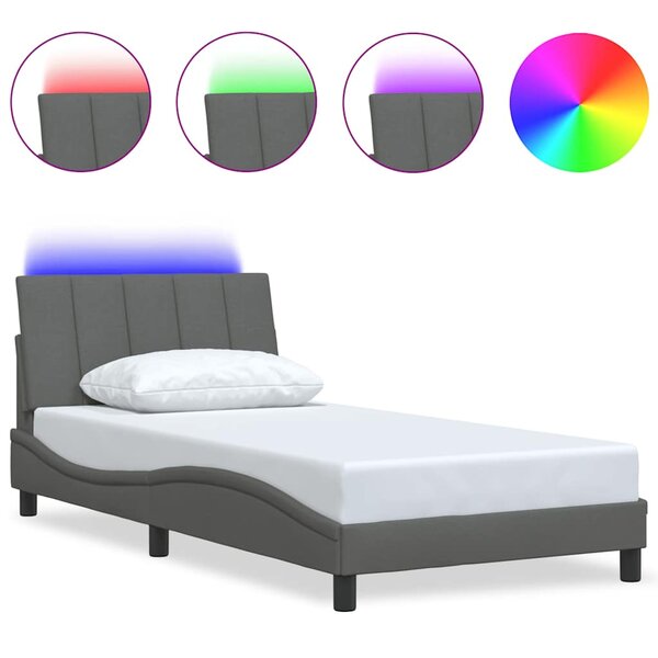 vidaXL Cadre de lit sans matelas Hanko gris foncé 100x200 cm tissu