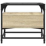 vidaXL Table basse et dessus en verre chêne sonoma 50x50x45 cm acier