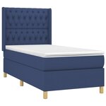 vidaXL Sommier à lattes de lit matelas et LED Bleu 100x200 cm Tissu
