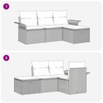vidaXL Ensemble de canapé de jardin avec coussin 4 Pièces Gris polyrotin