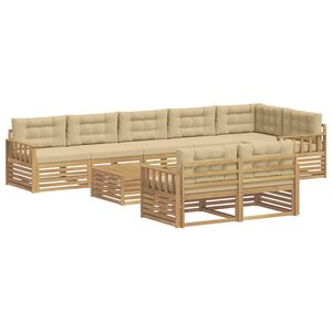 vidaXL Ensemble de canapés d'extérieur 9 pc Blanc et Beige Polyester