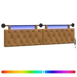 vidaXL Tête de lit suspendue Avec lumière LED Marron Velours