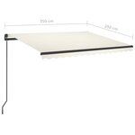 vidaXL Auvent manuel rétractable avec LED 3 5x2 5 m Crème