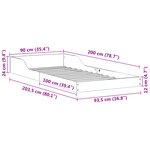 vidaXL Cadre de lit Blanc 90 x 200 cm Bois massif en pin