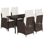 vidaXL Ensemble à manger de jardin 5 Pièces et coussins marron poly rotin