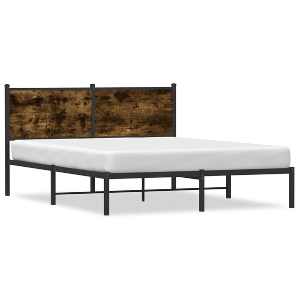 vidaXL Cadre de lit en métal sans matelas chêne fumé 140x190 cm