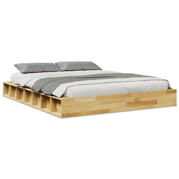 vidaXL Cadre de lit sans matelas 135x190 cm bois massif de chêne