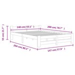 vidaXL Cadre de lit sans matelas blanc bois de pin massif 140x200 cm