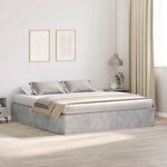 vidaXL Cadre de lit Gris béton 200 x 200 x 31 5 cm Bois d'ingénierie