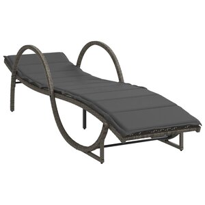 vidaXL Chaise longue avec coussin gris 60x199x42 cm résine tressée