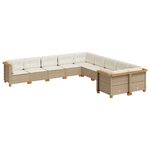 vidaXL Salon de jardin avec coussins 10 Pièces beige résine tressée