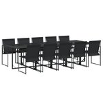 vidaXL Ensemble à manger de jardin 11 Pièces noir textilène