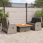 vidaXL Salon de jardin 3 Pièces avec coussins Gris Résine tressée