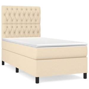 vidaXL Sommier à lattes de lit avec matelas Crème 100x200 cm Tissu