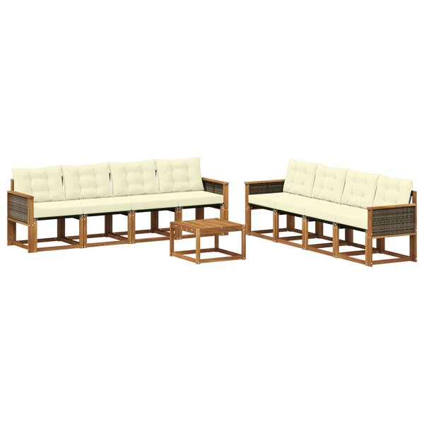 vidaXL Ensemble de canapés d'extérieur 9 pc Naturel et Crème