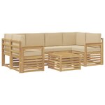 vidaXL Ensemble de canapés d'extérieur 7 Pièces Blanc et Beige Polyester