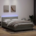 vidaXL Sommier à lattes de lit et matelas et LED gris clair 160x220cm velours