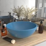 vidaXL Lavabo rond de salle de bain Bleu clair mat 32 5x14cm Céramique
