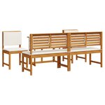 Set de salle à manger de jardin 5 pièces avec coussins en bois d'acacia