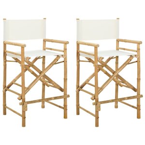 vidaXL Chaise de directeur pliante 2 Pièces Naturel Bambou