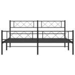 vidaXL Cadre de lit métal sans matelas avec pied de lit noir 200x200cm