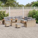 vidaXL Ensemble de canapé de jardin 13 Pièces Beige polyrotin
