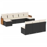 vidaXL Salon de jardin 10 Pièces avec coussins noir résine tressée