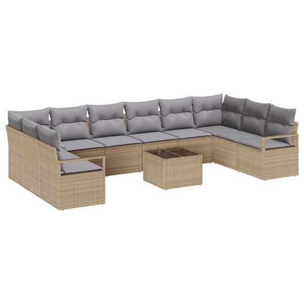 vidaXL Ensemble de Canapés 11 Pièces Beige et Gris clair polyrotin
