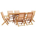 vidaXL Ensemble à manger de jardin 7 Pièces beige tissu et bois massif