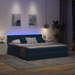 vidaXL Lit de rangement LED avec matelas Bleu foncé 180 x 200 cm