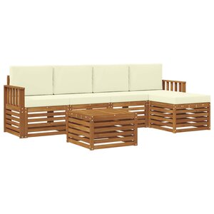 vidaXL Ensemble de canapés d'extérieur 6 pc Naturel et Crème