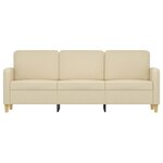 vidaXL Canapé à 3 places Crème 180 cm Tissu