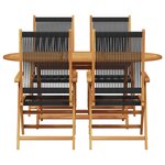 Ensemble de jardin 5 pièces vidaXL en bois d'acacia massif et en rotin synthétique  noir