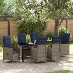 vidaXL Ensemble de Salon de Jardin de 7 Pièces avec Coussins en Rattan Poly Noir