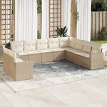 vidaXL Salon de jardin avec coussins 10 Pièces beige résine tressée