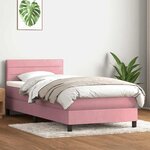 vidaXL Sommier à lattes de lit avec matelas rose 100x220 cm velours