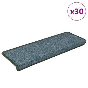 vidaXL Tapis d'escalier 30 pièces 65 x 21 x 4 cm Vert foncé Bord rectangulaire