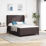 vidaXL Lit à ressorts avec matelas Marron foncé 140 x 200 cm tissu