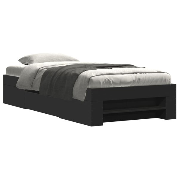 vidaXL Cadre de lit sans matelas noir 75x190 cm bois ingénierie