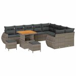 vidaXL Ensemble de canapé de jardin 12 Pièces Gris Poly Rattan