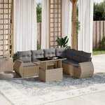vidaXL Salon de jardin avec coussins 7 Pièces beige résine tressée