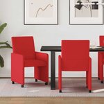 vidaXL Chaises de Salle à Manger avec Roues avec des roues 2 Pièces Rouge