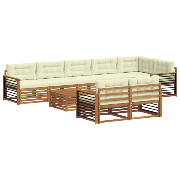 vidaXL Ensemble de canapés d'extérieur 9 Pièces Naturel et Crème