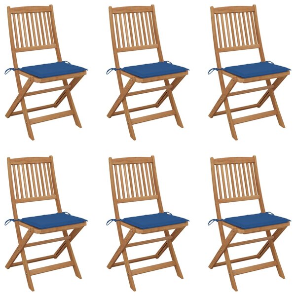 vidaXL Chaises pliables de jardin 6 Pièces avec coussins Bois d'acacia