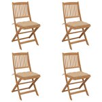vidaXL Chaises pliables de jardin lot de 4 avec coussins Bois d'acacia