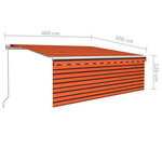 vidaXL Auvent manuel rétractable avec store 4x3 m Orange et marron