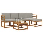 vidaXL Ensemble de canapés d'extérieur 6 pc Gris Naturel et Clair