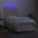 vidaXL Sommier à lattes de lit et matelas et LED Crème 80x200cm Tissu