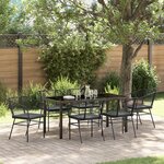 vidaXL Ensemble de salle à manger de jardin 7 pièces avec coussins en poly rotin noir