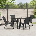vidaXL Ensemble de salle à manger de jardin de 5 pièces en Textilène noir et acier